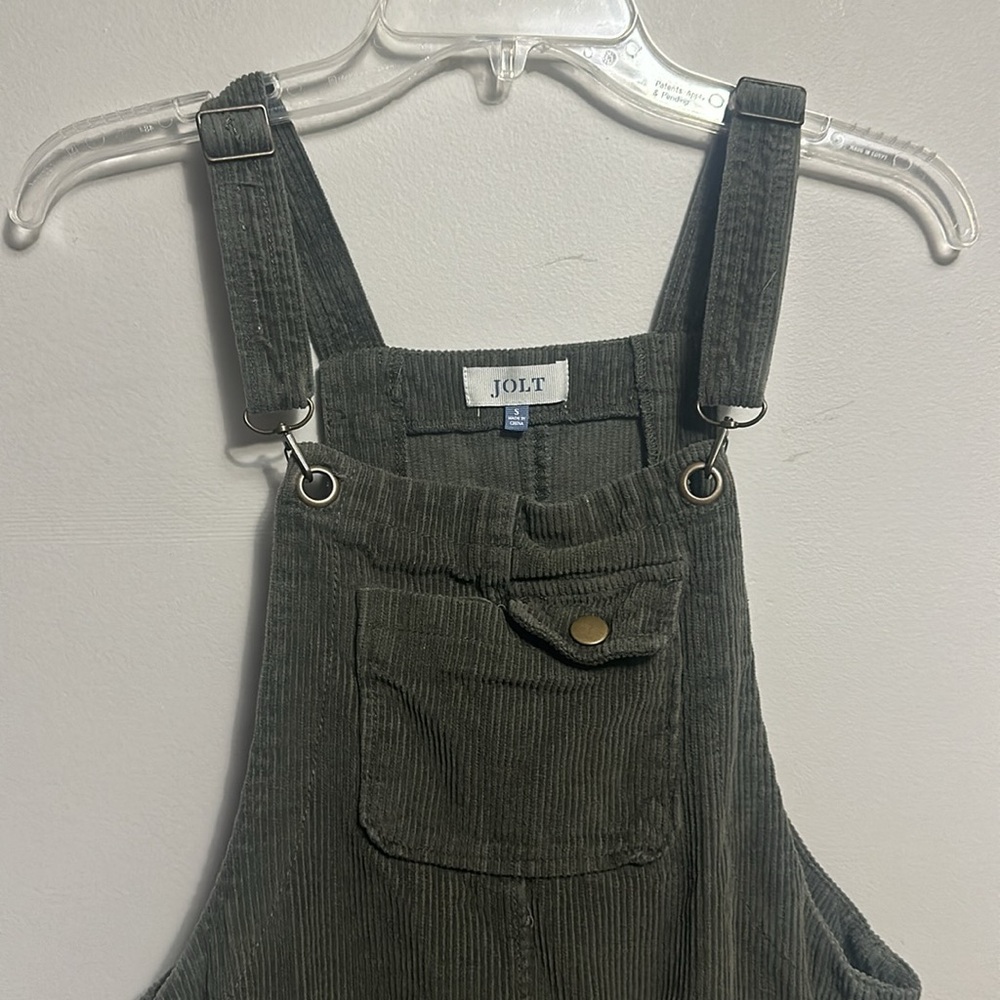 Jolt Dark Green Corduroy Overall Dress Small - Picture 2 of 4